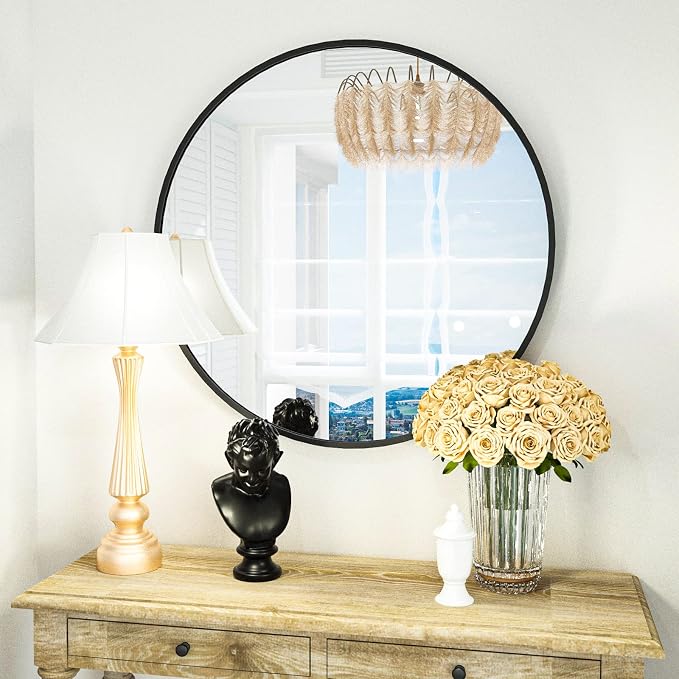 HARRITPURE Round Mirror 19.6" Black Wall Mounted Circle Mirror - Image 2