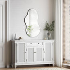 Itrue 20x36 Inch Black Framed Irregular Tempered Glass Wall Mirror, - Image 6