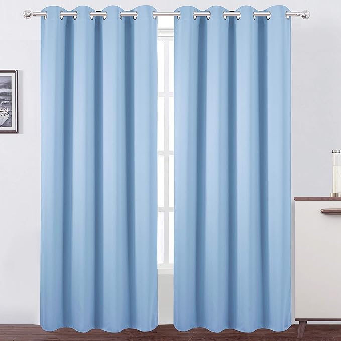 LEMOMO Sky Blue Thermal Blackout Curtains/52 x 84 Inch/Set of 2 Panels Room by Lemomo