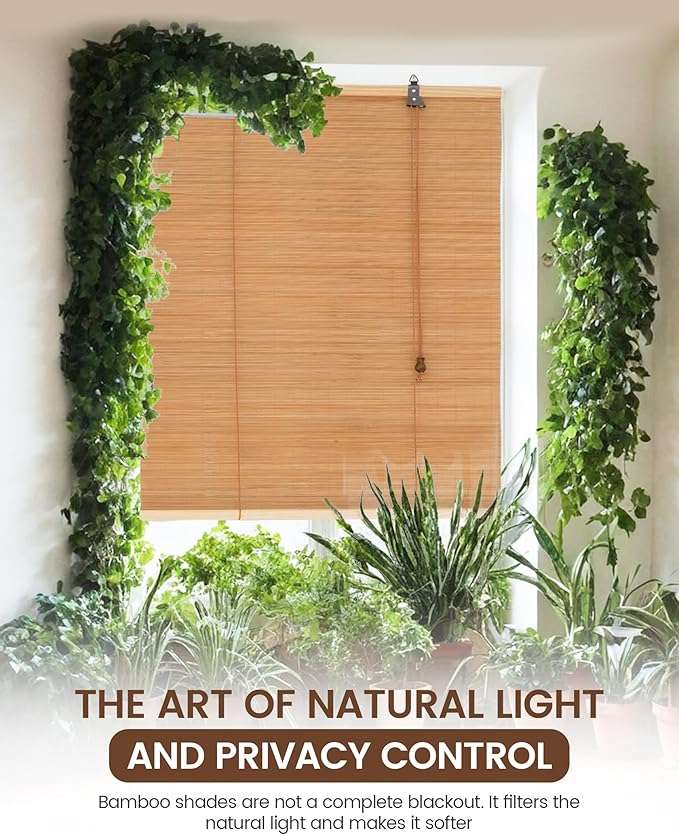 35" Wx64 H Bamboo Blinds Roller Shades - Image 8