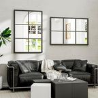 Dewfig Rectangle Wall Mirror, Window Mirror Wall Mounted, Large Black Mirrors - Image 4