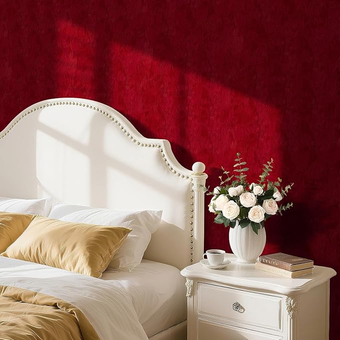 Garnet Velvet Wallpaper Peel and Stick Fabric Felt Wallpaper Wrinkled Textured - Image 6
