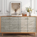 FunStick Taupe Grasscloth Peel and Stick Wallpaper Textured Grass Cloth - Image 2