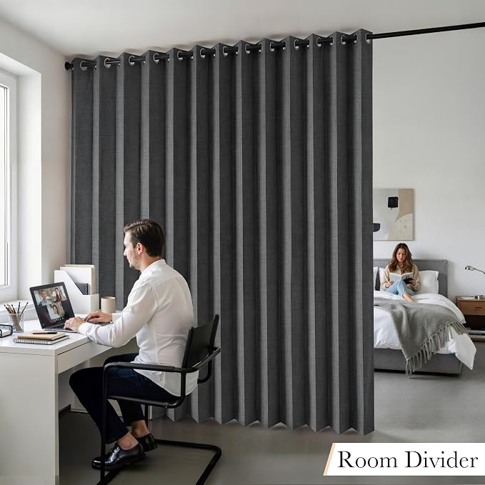 RYB HOME Accordion Style Room Divider Curtain-100% Blackout Folding Accordion - Image 9