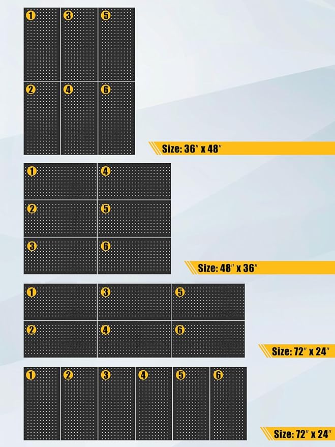 PBHEPJ 6 Pcs Metal Pegboard Panels, Heavy Duty Peg Boards - Image 4