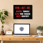 Pyradecor Black Red and White Motivational CTRL+ALT+DEL Classroom Positive - Image 3