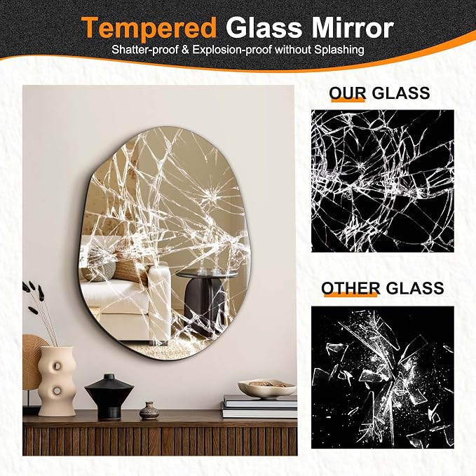Delma Irregular Wall Mirror, Frameless Decorative Mirror - Image 5