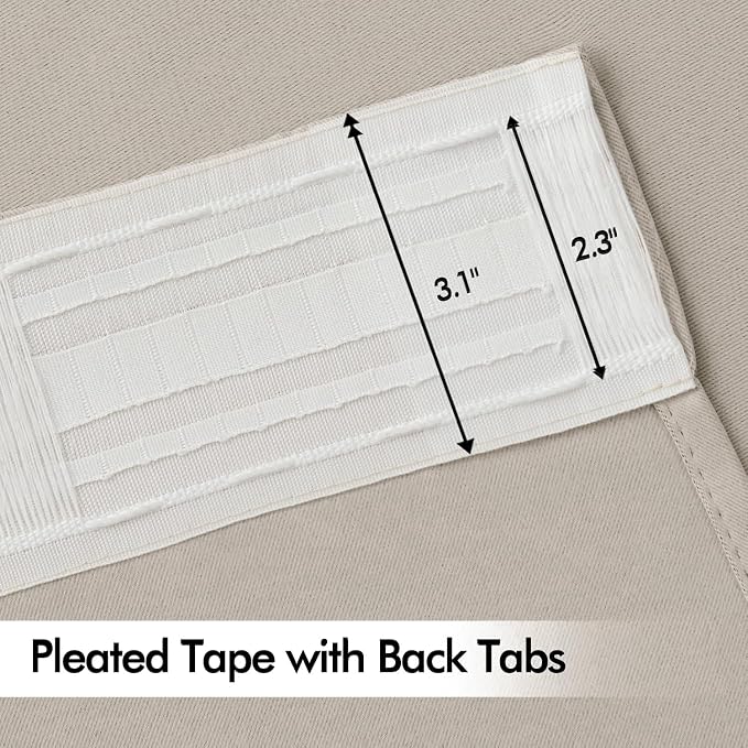 MIULEE Natural Back Tab Blackout Curtains 63 Inch Length 2 Panels Set - Image 4