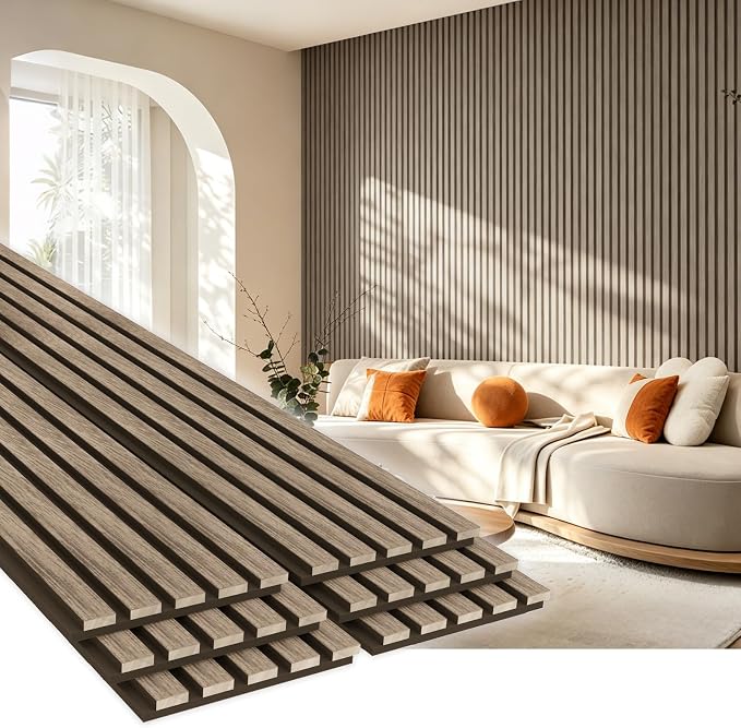 EVERECO 6 Pack Wood Slat Acoustic Wall Panels 92.5" × 7.87", 3D Sound Absorbing by Unknown