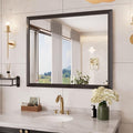 Amorho Bathroom Mirror Black, 44x36 Inch Thick Metal Framed Wall Mirrors by Amorho