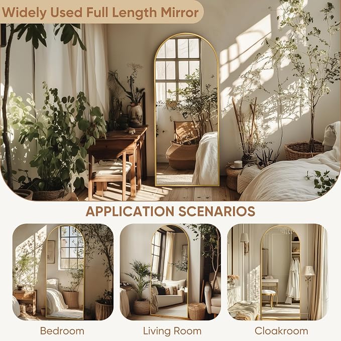 58"x18" Full Length Mirror, Arched Full Body Mirror, Standing Hanging or - Image 8