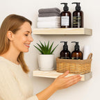 BGMG Wood Floating Shelves for Wall 12 inch Set of 2, Wooden Wall Mount Shelves - Image 6