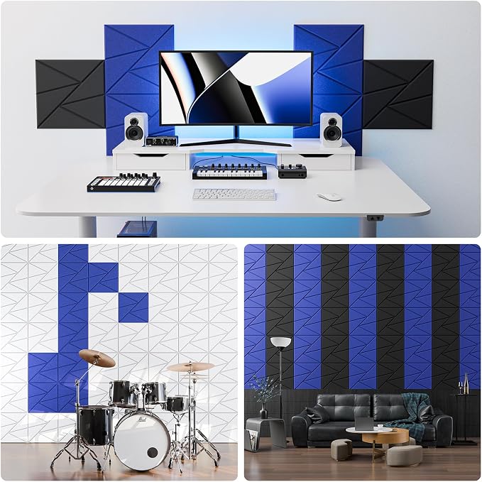 12 Pack Acoustic Panels with Self-Adhesive, Sound Panels High Density, - Image 4