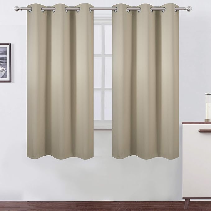 LEMOMO Beige Blackout Curtains 34 x 63 Inch Length/Set of 2 Curtain by Lemomo