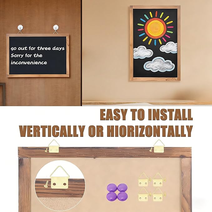 KOOLDE Magnetic Chalkboard 12'' x 16'' Hanging Framed Wall Chalkboard, Wood - Image 3