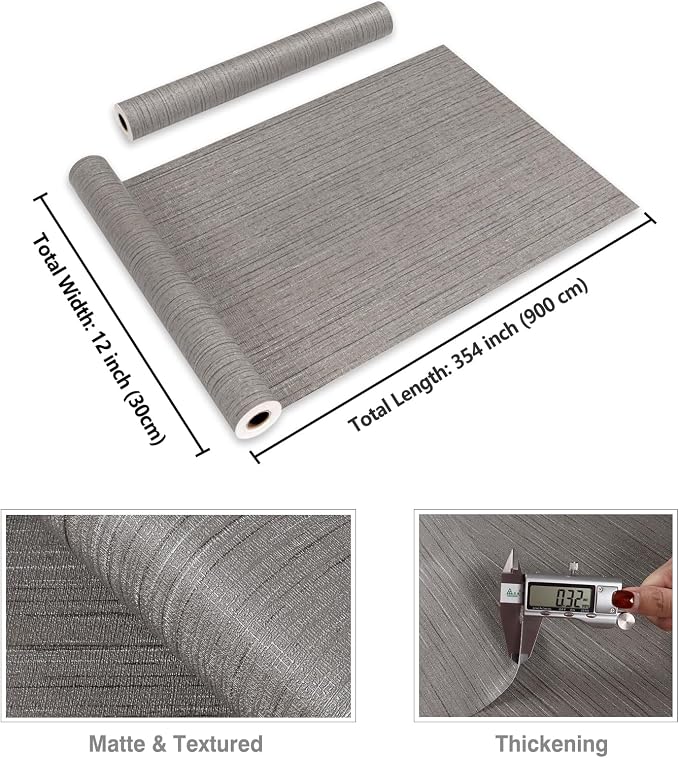 CRE8TIVE Dark Grey Grasscloth Wallpaper Removable Textured Wallpaper Stick and - Image 8