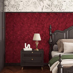 Wallercity Wine-Red Flocking Fabric Wallpaper Peel and Stick Soft Velvet - Image 5