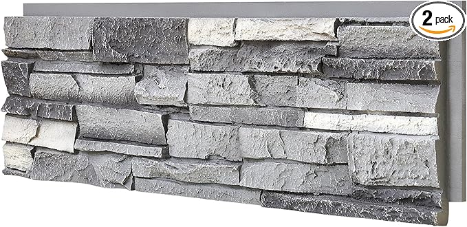 Faux Stone Wall Panels 2-Pack PU Stone Veneer Siding, Mortarless Faux Rock by Wallwell