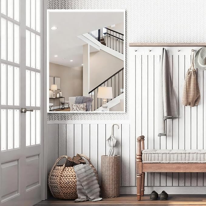 36x30 Inch White Bathroom Mirrors - Image 6