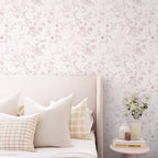 Ismoon Floral Wallpaper Peel and Stick Pink Stick on Wall Paper Vintage French - Image 2