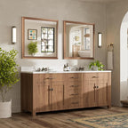 36x36 Inch Bathroom Mirror for Wall, Anti-Rust Walnut Wood Grain Metal Framed - Image 3