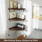 Alsonerbay Corner Shelf Wall Mount, Rustic Wood Shelves - Image 3