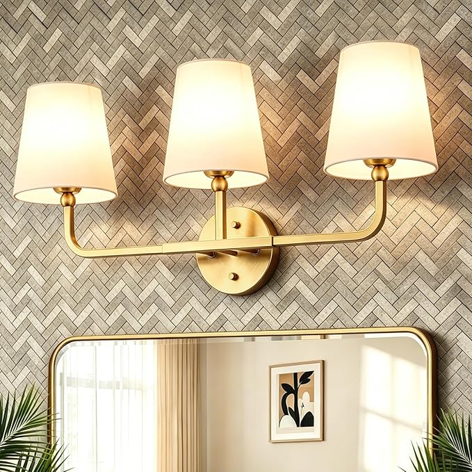 MOKATNG Bathroom Light Fixtures, 3-Light Brushed Gold Vanity Lights, Bathroom by Bathroomlightfixtures