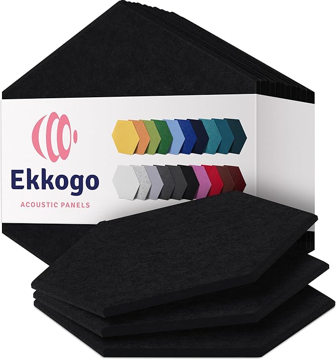 Acoustic Panels 12-Pack Soundproof Wall Panels 14"X12.1"X0.4" Sound Panels High by EkkogoAcousticPanels