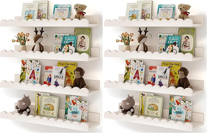 Shario Nursery Book Shelves, Scalloped Shelves, Wall Book Shelves by Shario