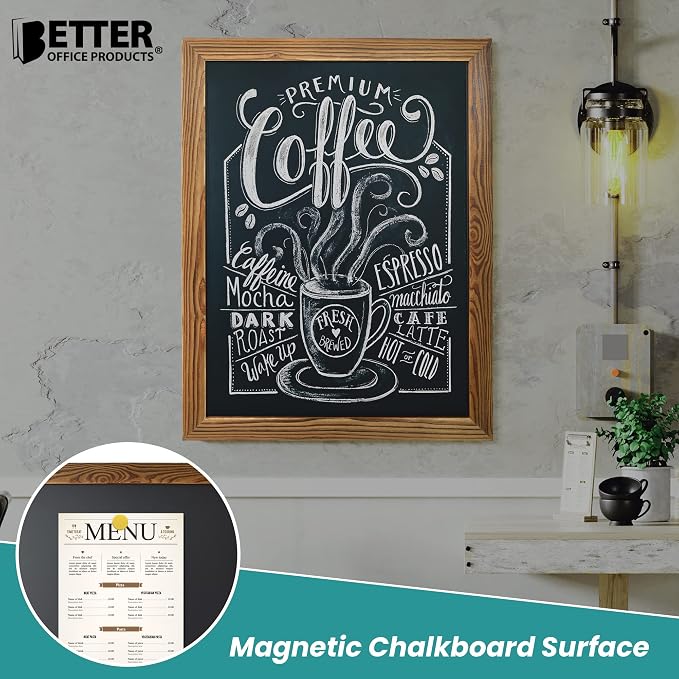 Better Office Products Magnetic Wall Chalkboard, Large Size 18" x 24", Rustic - Image 2