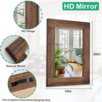 Rustic Mirror Wooden Rectangular Antique Wall Mirror Frame Decor Farmhouse - Image 7