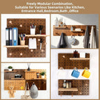 Brown & Beige Wood Pegboard Modular Display Wooden Pegboard Combination Wall - Image 6