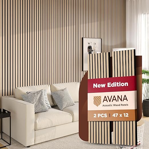 Avana Acoustic Wood Wall Panels – 47.2 X 12.6 White Oak Acoustic Panels 2 PCs – by AvanaHome