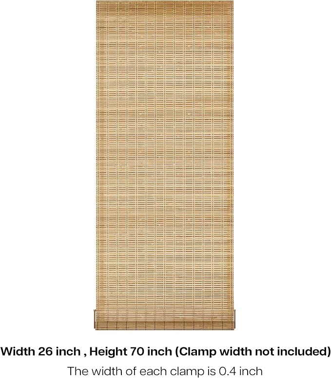 LazBlinds No Tools No Drill Bamboo Roller Shades, Cordless Bamboo Blinds - Image 7