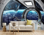-3D Capsule Space Fabric Wallpaper Living Room Bedroom Bathroom Boys Girls - Image 2