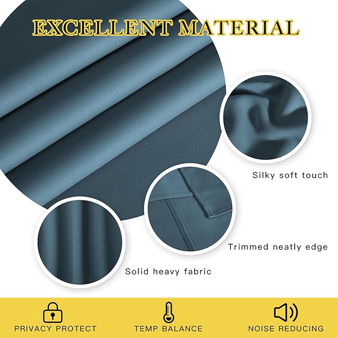 NICETOWN Blackout Curtains 84 Inch Length, Thermal Insulated Room Darkening - Image 2
