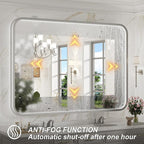 40x30 Inch LED Mirror for Bathroom, Brushed Sliver Metal Frame Lighted Vanity - Image 4