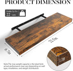 BAYKA Floating Shelves for Wall, 22.5 Inch Rustic Wood Wall Mounted Shelving - Image 3