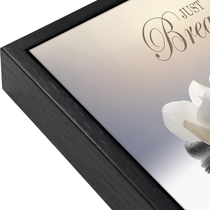 Floating Framed Zen Wall Art, Just Breathe Stone Poster Picture - Image 2