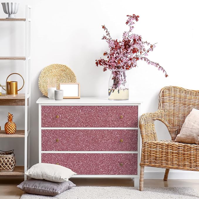 CRE8TIVE Rose Gold Wallpaper Border Peel and Stick Wall Border Fabric Glitter - Image 3