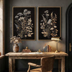 Large Framed Vintage Botanical Wall Art Set of 2, Neutral Farmhouse Moody - Image 4