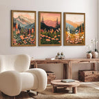 WRFON Botanical and Flower Canvas Wall Art, Framed Mountain Landscape Wall Art - Image 4