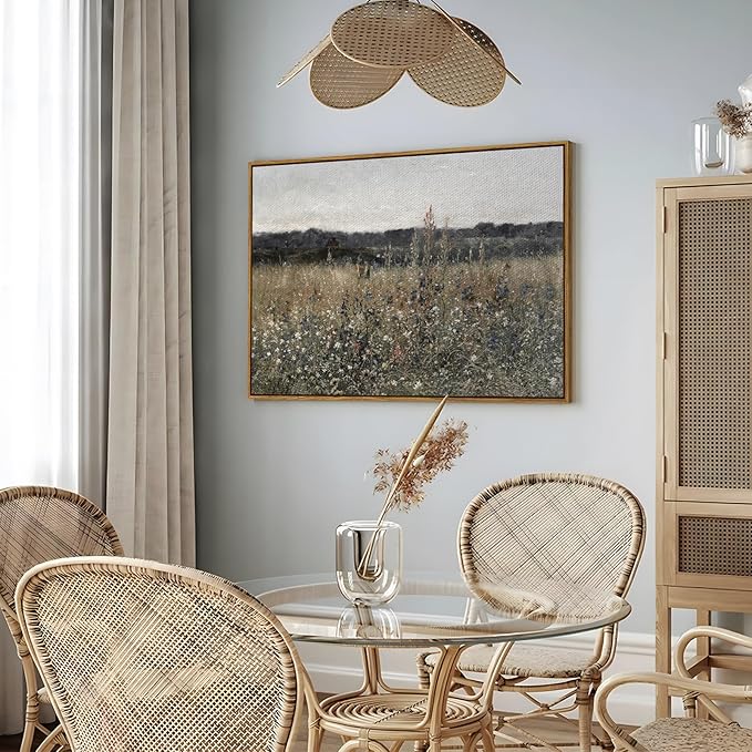 InSimSea Framed Canvas Wall Art Vintage Decor, Landscape Wall Art, Meadow - Image 4
