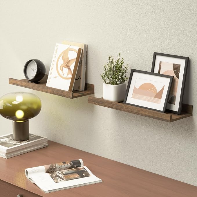 Boswillon Floating Shelves for Wall, Wall Mounted Shelves Set of 2, Rustic - Image 2