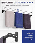 Powools Matte Black Towel Rack for Bathroom - Image 2