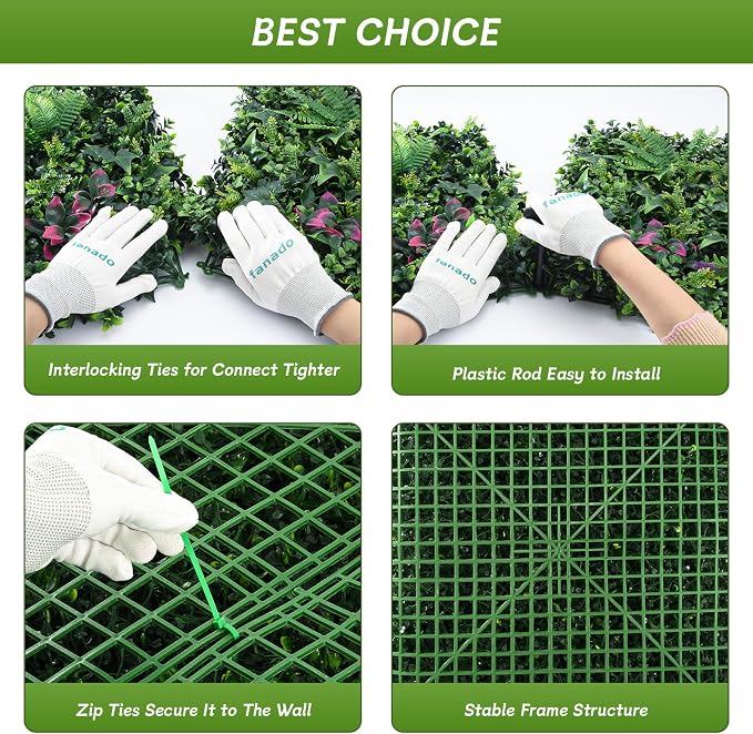 fanado Grass Wall Panels 20"x20", Artificial Hedge Greenery Wall Backdrop - Image 4