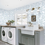 Ismoon Vintage Floral Peel and Stick Wallpaper White and Blue Wallpapaer - Image 6