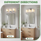 DORESshop 17 Inch Bathroom Light Fixtures, 3-Light Nickel Bathroom Lighting - Image 7