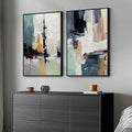 Large Framed Colorful Abstract Wall Art, Bright Blue Green Multicolor Pictures by Cuspin