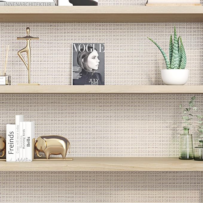 FunStick Beige Weave Grasscloth Peel and Stick Wallpaper Textured Wallpaper - Image 7